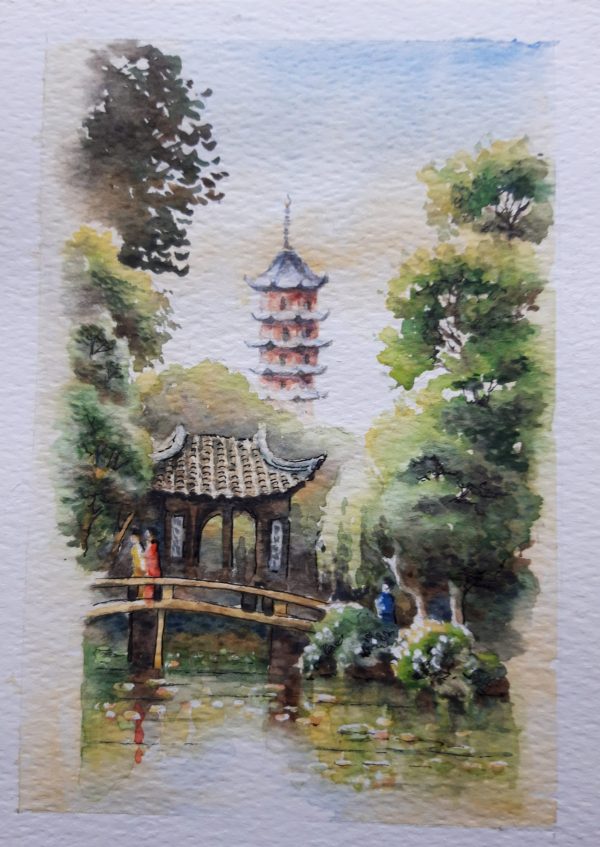 Chinese Garden watercolour